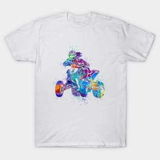 Four Wheeler ATV Riding Girl Watercolor Silhouette T-Shirt